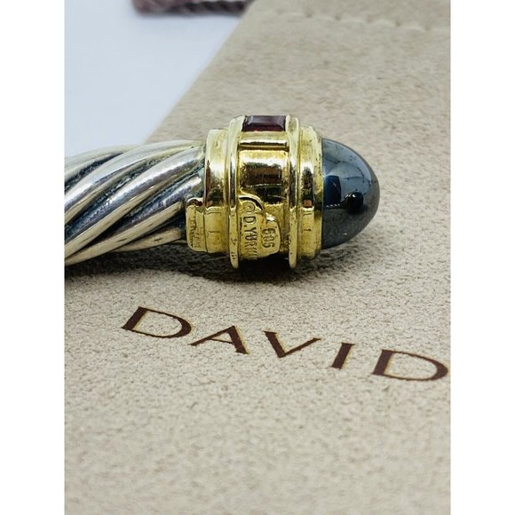 David Yurman 9.5mm Cable Hematite Pink Tourmaline L14K Gold Hinged  Bracelet 7” - Picture 4 of 9